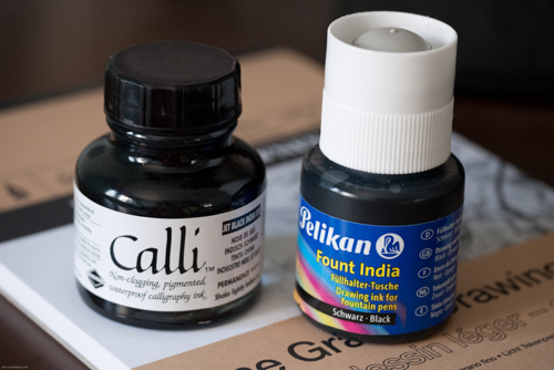 Ink Comparison: Daler-Rowney Calli vs Pelikan Fount India