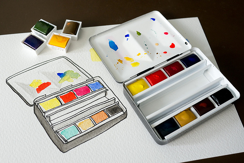 Watercolour boxes with pans
